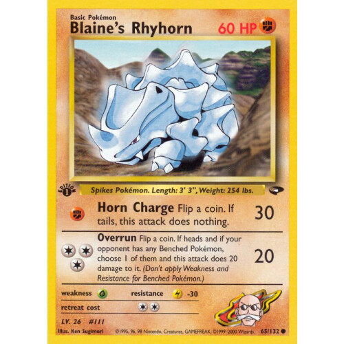 Blaines Rhyhorn - 65/132 - Common 1st Edition