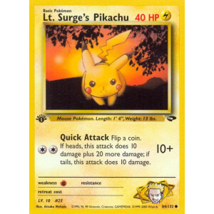 Lt. Surges Pikachu - 84/132 - Common 1st Edition