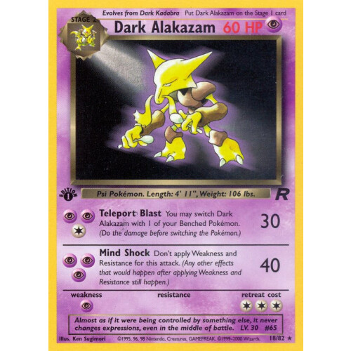 Dark Alakazam - 18/82 - Rare 1st Edition