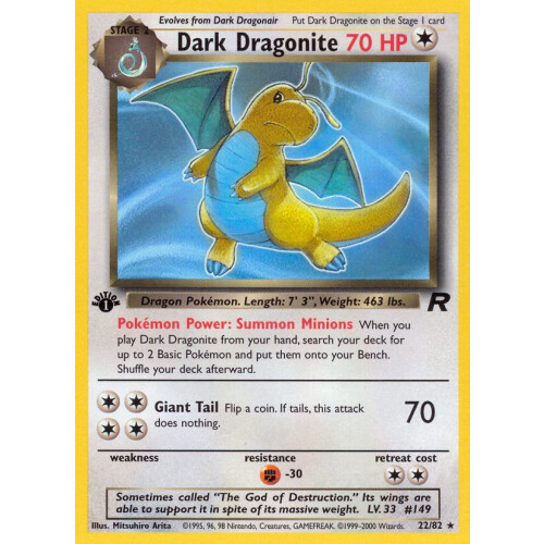 Dark Dragonite - 22/82 - Rare 1st Edition