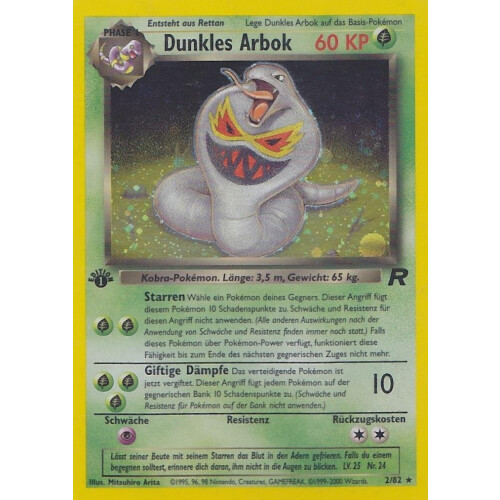Dunkles Arbok - 2/82 - Holo 1st Edition
