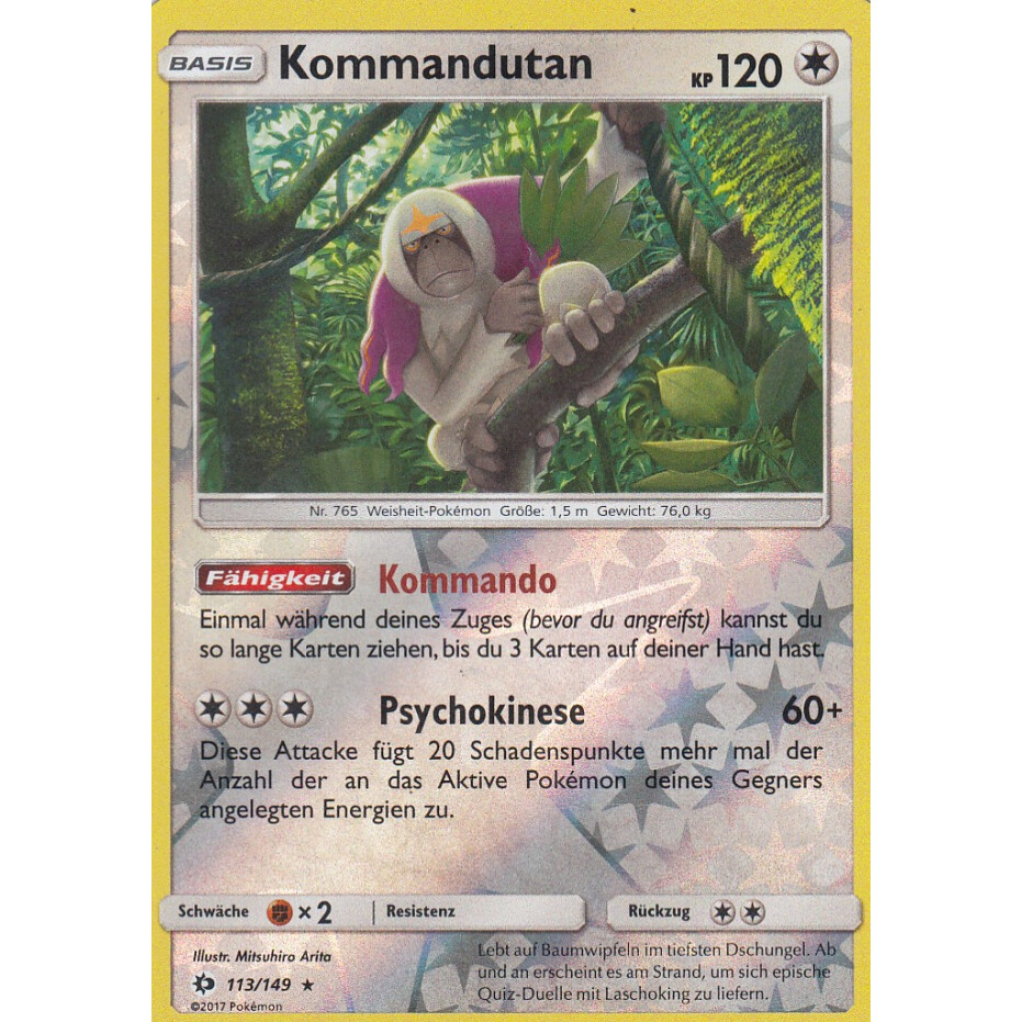 Pokemon Kommandutan Sonne & Mond 113/149 Reverse Holo Rare Deutsch  