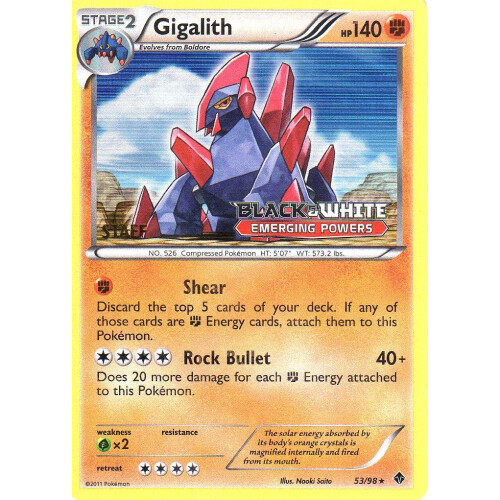 Gigalith STAFF - 53/98 Emerging Powers Prerelease Promo - Holo
