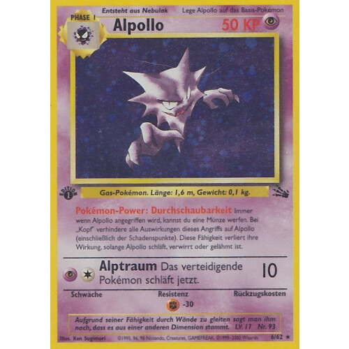 Alpollo - 6/62 - Holo 1st Edition - Played