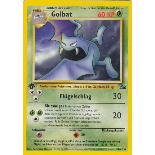 Golbat - 34/62 - Uncommon 1st Edition