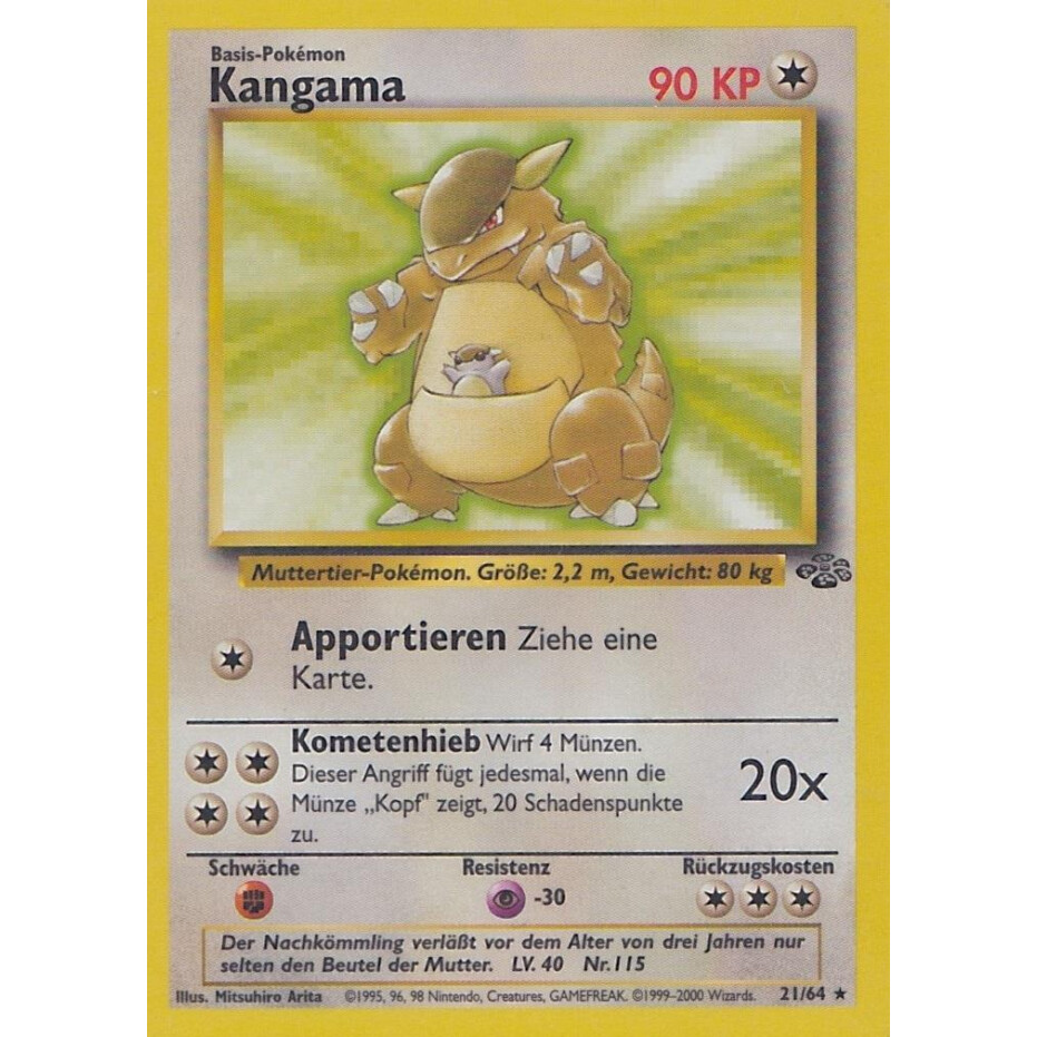 Non Holo Deutsch Dschungel 1.Edition 21/64 Pokemon Karte- Kangama