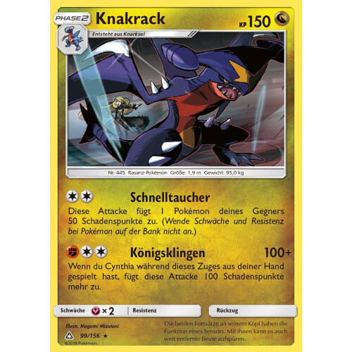 Deutsch Knakrack Holo Pokemon Karte 99/156 Grauen der Lichtfinsternis