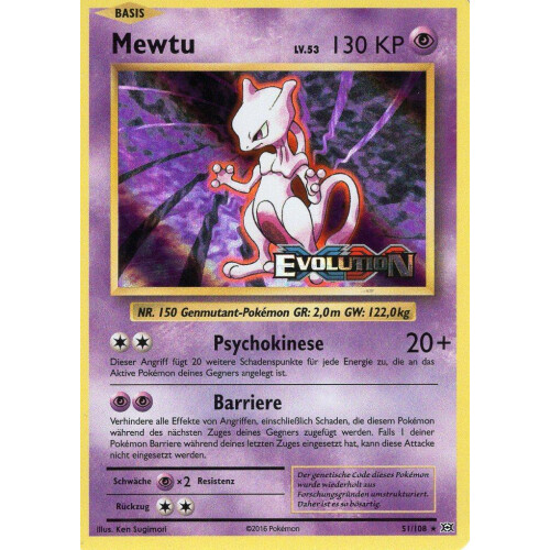 Mewtu - 51/108 Evolution Prerelease - Promo - Good